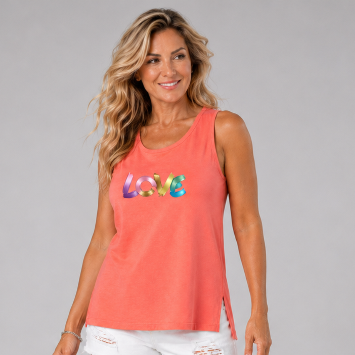 Sleeveless  “LOVE” Logo Cut-Side Vest