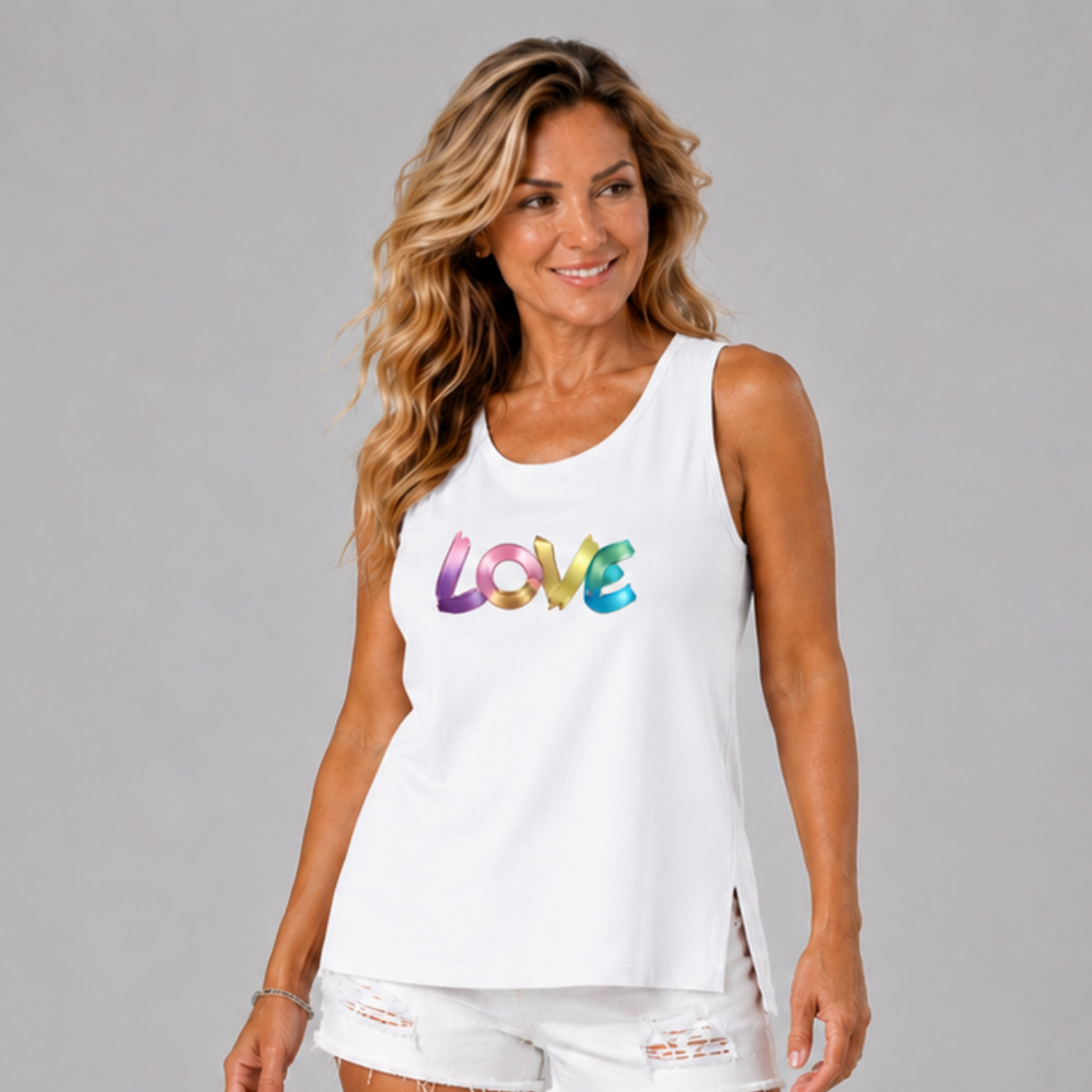 Sleeveless  “LOVE” Logo Cut-Side Vest