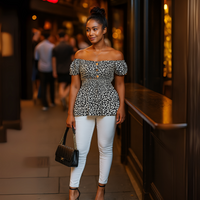 Bardot Smocked Elastic Waist Peplum Blouse