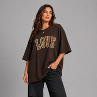 Love Leopard Short Sleeve Boyfriend T-Shirt / Top
