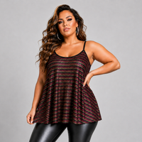 Sparkly Striped Strappy Long Length Swing Top