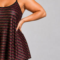Sparkly Striped Strappy Long Length Swing Top
