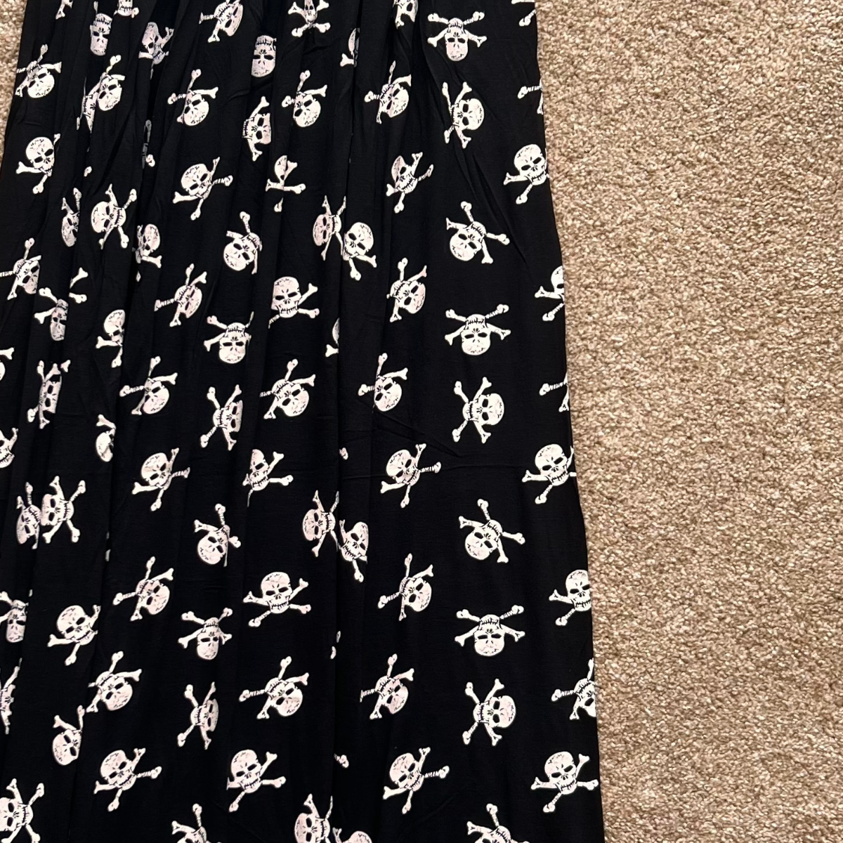 Black White Skulls Strapless Boob Tube Maxi Dress