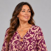 Paisley Print V Neck Batwing Midi Dress