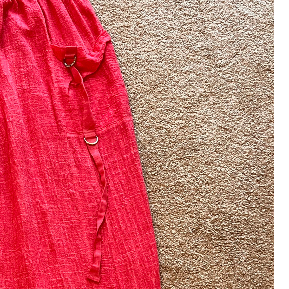 Cotton Elastic Waist Palazzo Trousers with D-Ring Pockets