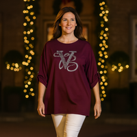 Studded Button Sleeve Long Length Sweatshirt / Top