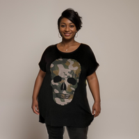 Skull Dipped Hem Short Sleeve T-Shirt