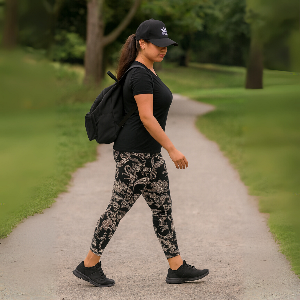 Black Beige Paisley High Rise Leggings
