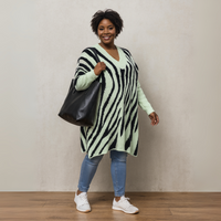 Striped Oversized V Neck Jumper