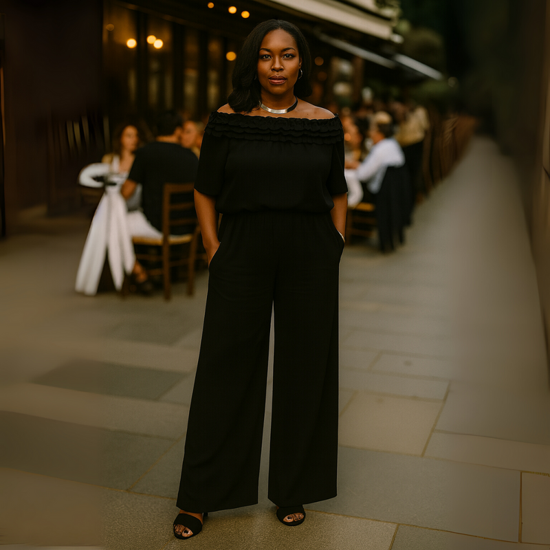Ruffled Neck Outfit Set