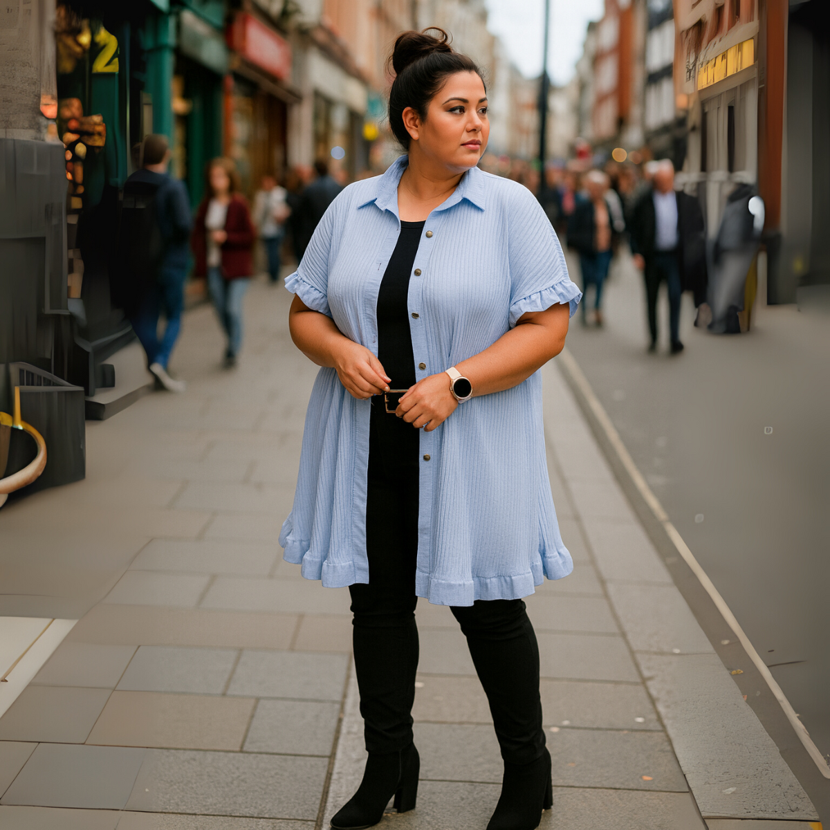 Frilled Edge Short Sleeve Blouse