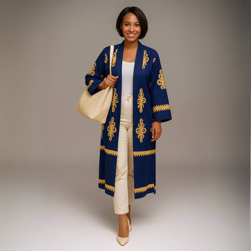 Thistle Print Long Duster Jacket