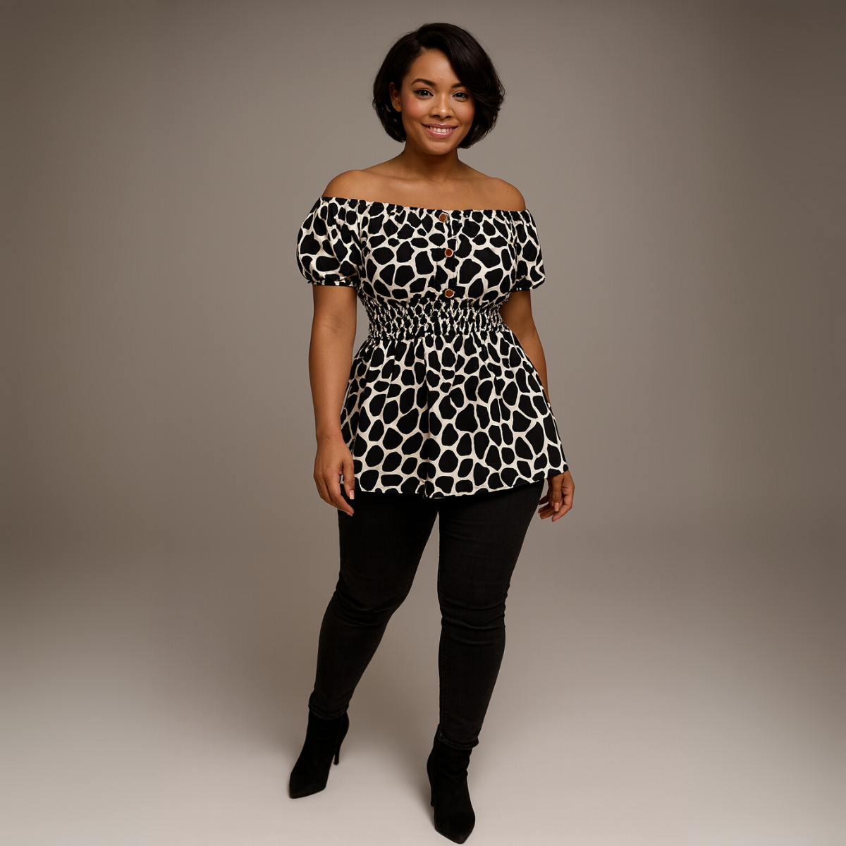 Bardot Smocked Elastic Waist Peplum Blouse