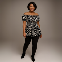 Bardot Smocked Elastic Waist Peplum Blouse