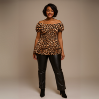 Bardot Smocked Elastic Waist Peplum Blouse