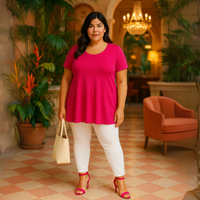 Short Sleeve Godet Panel Swing Top