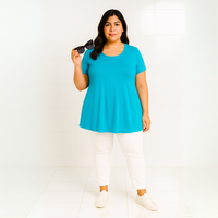 Short Sleeve Godet Panel Swing Top