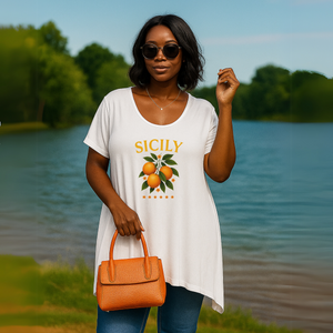 Sicily Orange Hanky Hem Swing Top