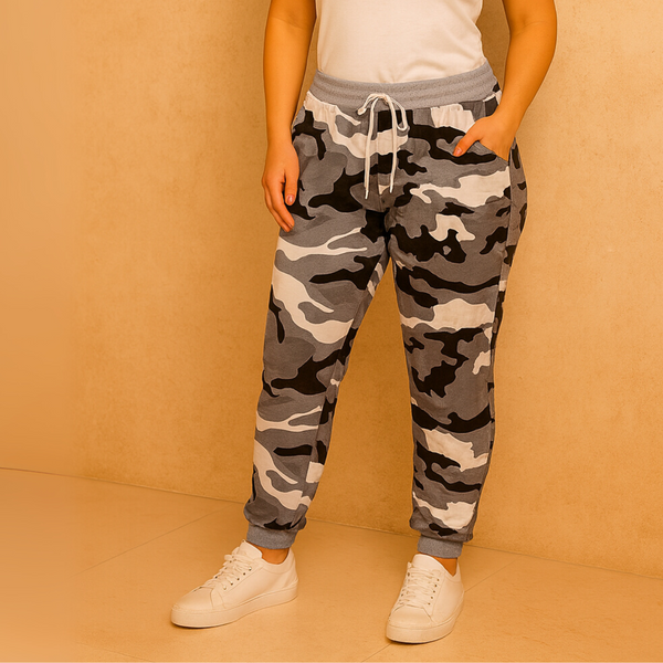 Camo Print Elastic Waist Pocket Joggers