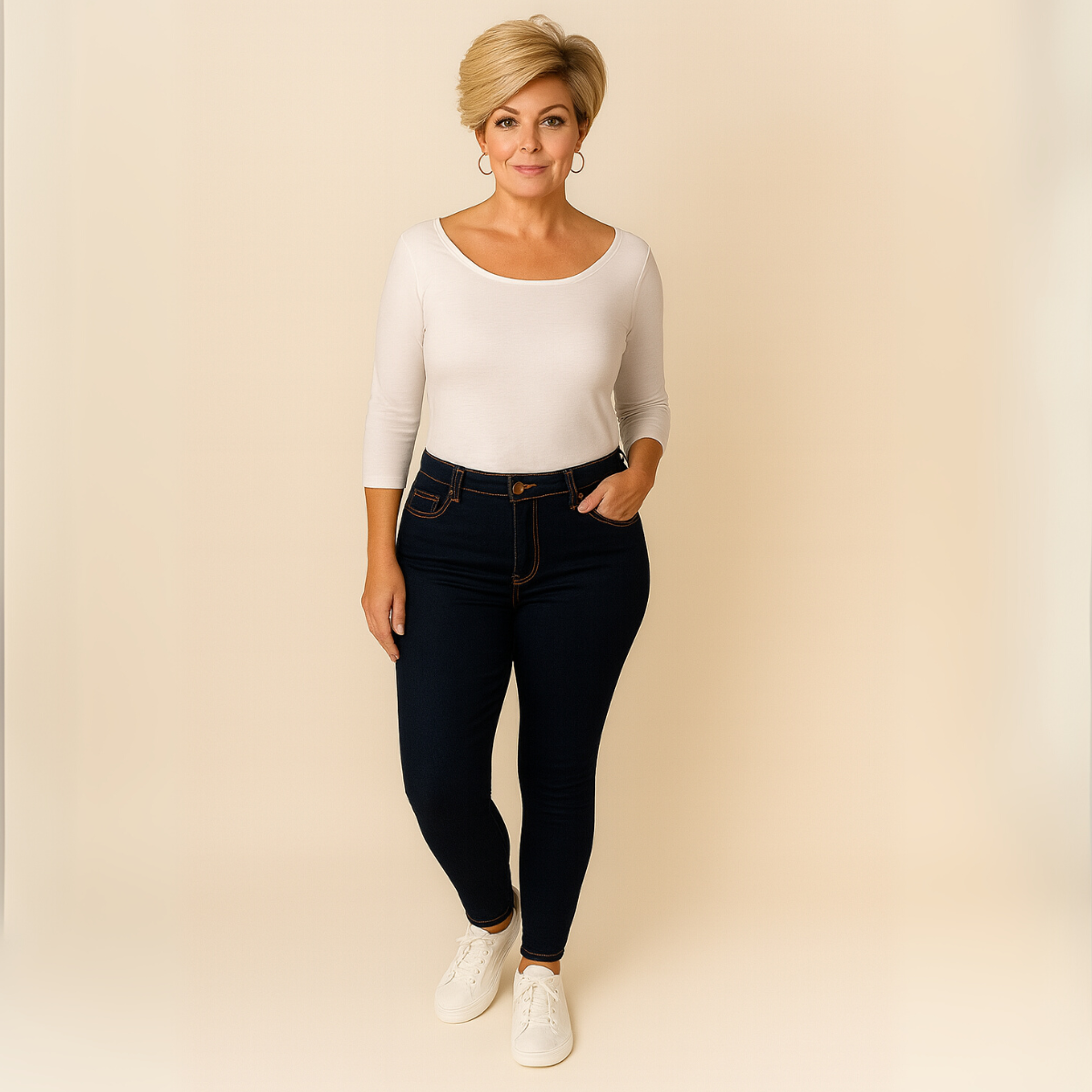Blue Straight Leg Stretch Jeans with Leopard Panel Pocket