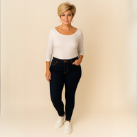 Blue Straight Leg Stretch Jeans with Leopard Panel Pocket