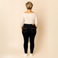 Blue Straight Leg Stretch Jeans with Leopard Panel Pocket