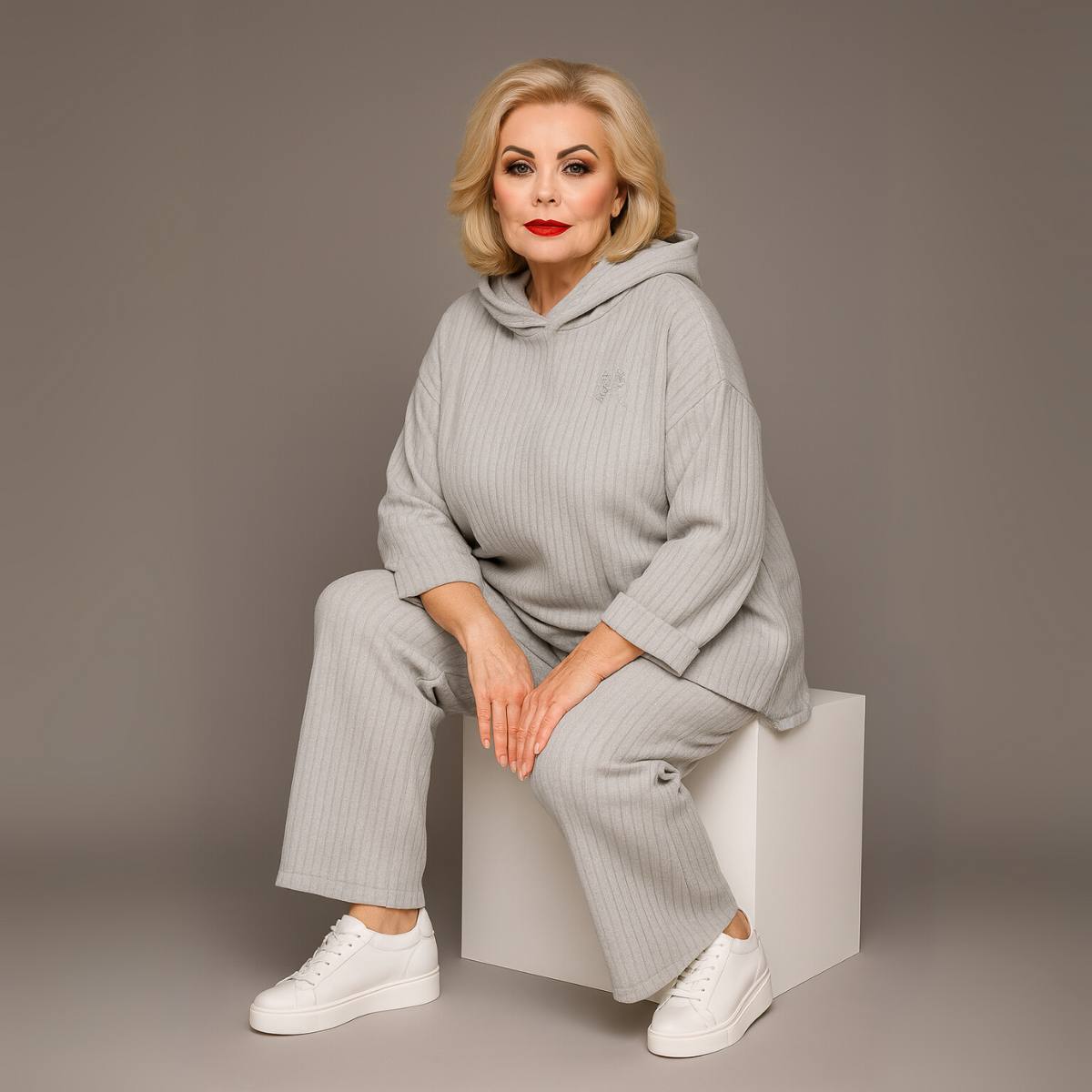 Velour Ribbed Oversized Tracksuit