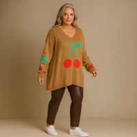 V-Neck Oversized Cherry Jumper