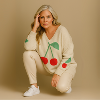 V-Neck Oversized Cherry Jumper