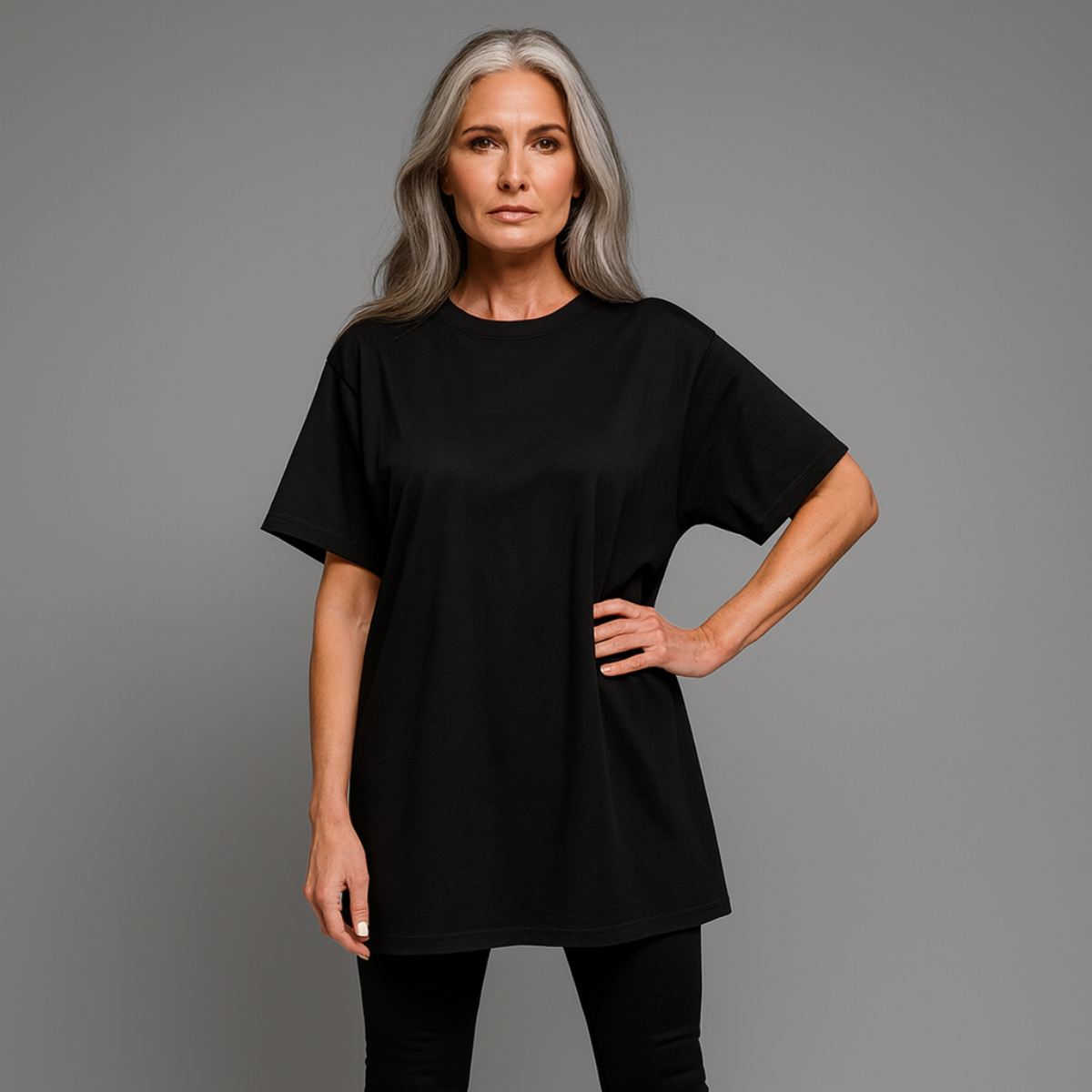Plain Short Sleeve Long Length Cotton T-Shirt