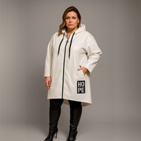 Faux Leather Dipped Hem Jacket / Coat