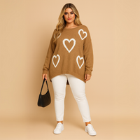 Scoop Hem Oversized Knitted Jumper with Hearts