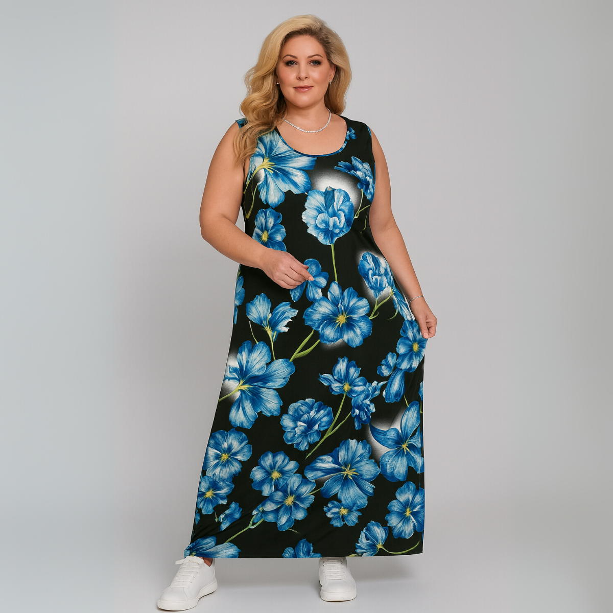 Bold Floral Sleeveless Maxi Dress
