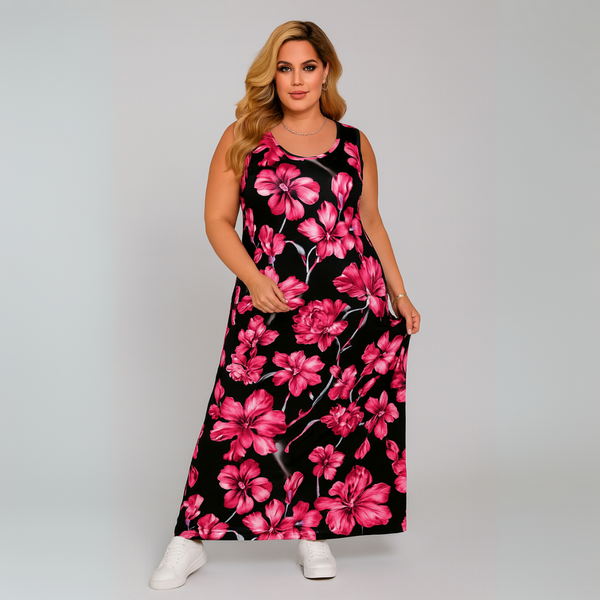 Bold Floral Sleeveless Maxi Dress