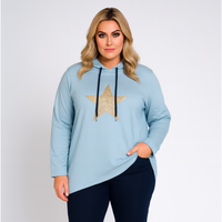 Gold Sequin Star Long Length Hoodie