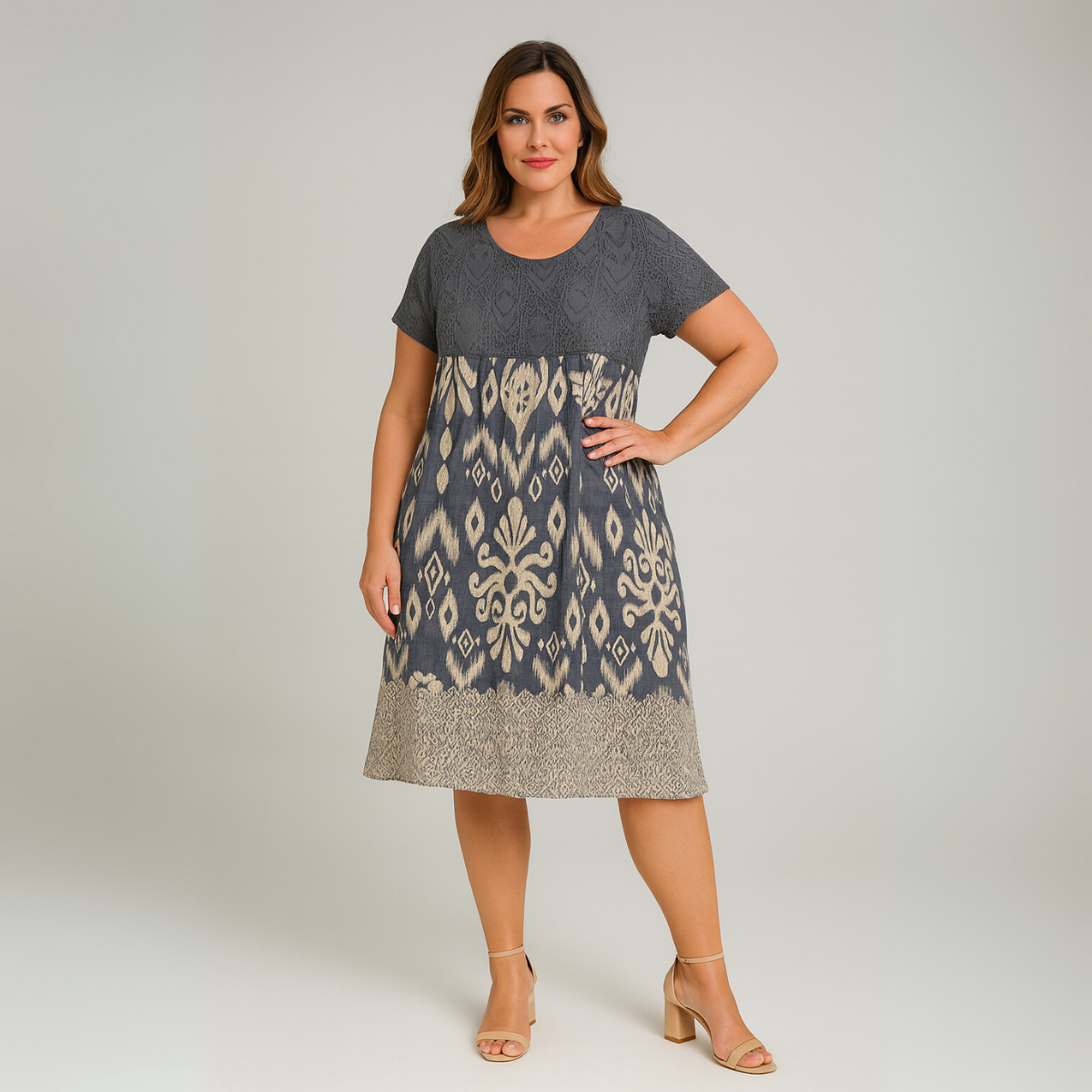 Short Sleeve Panel Hem Dress