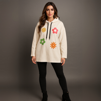 Bright Flowers to Front Long Length Hoodie