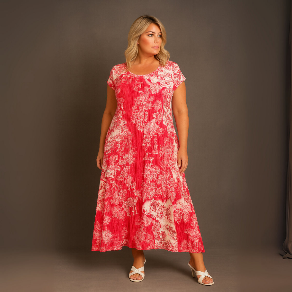 Pleated Tiger Print Maxi Dress
