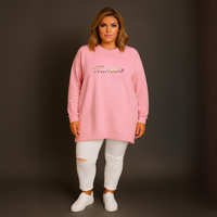 Long Cotton Sweatshirt with “Over Thinker” Logo