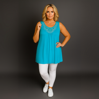 Sleeveless Long Tunic Top with Studs