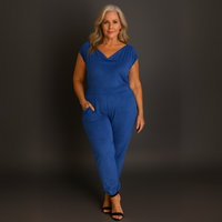 Soft Suedette Cowl Neck Jumpsuit with Pockets