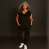 Soft Suedette Cowl Neck Jumpsuit with Pockets