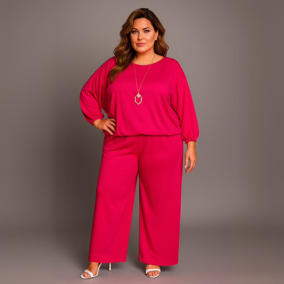 Two Piece Loose Fit Palazzo Trousers + Batwing Top Outfit