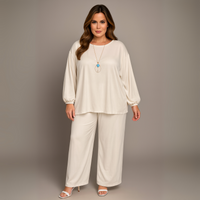 Two Piece Loose Fit Palazzo Trousers + Batwing Top Outfit