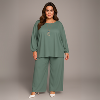 Two Piece Loose Fit Palazzo Trousers + Batwing Top Outfit
