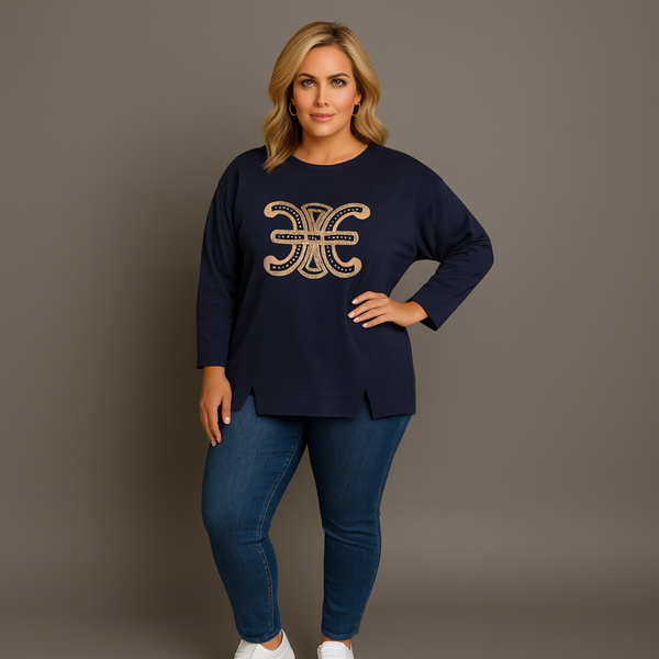 Cotton Sweatshirt With Studded Motif