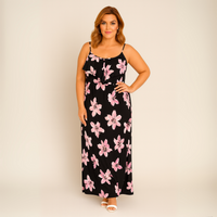 Lilac Floral Print V Frilled Top Maxi Dress (Copy)