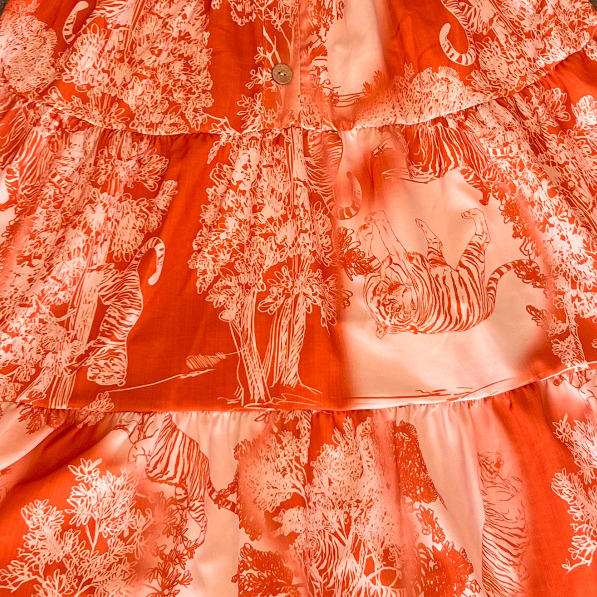 Off Shoulder Tiger Print Frilled Gypsy Dress