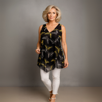 Chiffon V Hem Sleeveless Lined Blouse