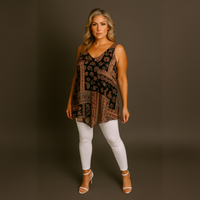 Chiffon V Hem Sleeveless Lined Blouse